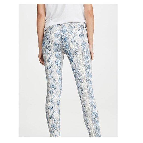 7 For All Mankind NEW Indigo Snakeskin Python Stretch Skinny Jeans NWT SZ 31 - Picture 3 of 11
